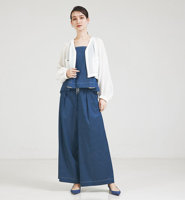 qualite「【セットップ対応】リヨセルデニムベアトップ」|Tシャツ・カットソー|