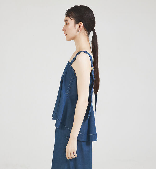 qualite「【セットップ対応】リヨセルデニムベアトップ」|Tシャツ・カットソー|