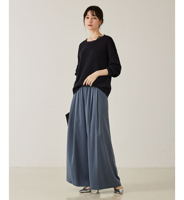 qualite「【トレンドアイテム】Vネックレース付きニット」|ニット・セーター|