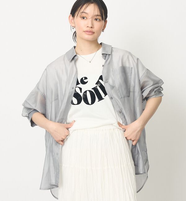 abahouse mavie「【コットン100％】甘編み天竺フロッキープリントTシャツ/半袖/夏服/ロゴT」|Tシャツ・カットソー|