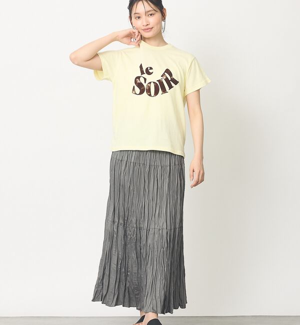 abahouse mavie「【コットン100％】甘編み天竺フロッキープリントTシャツ/半袖/夏服/ロゴT」|Tシャツ・カットソー|