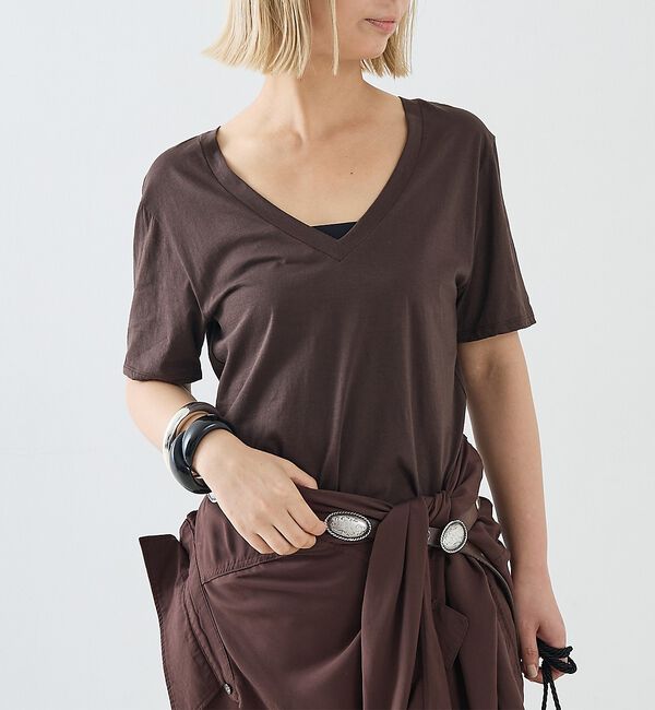 The Store by C' 「【COCUCA】Vネックカットプルオーバー」|Tシャツ・カットソー|チョコ