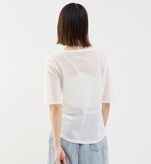 Soffitto「コットンチュールヘンリーネック5分袖Tシャツ」|Tシャツ・カットソー|