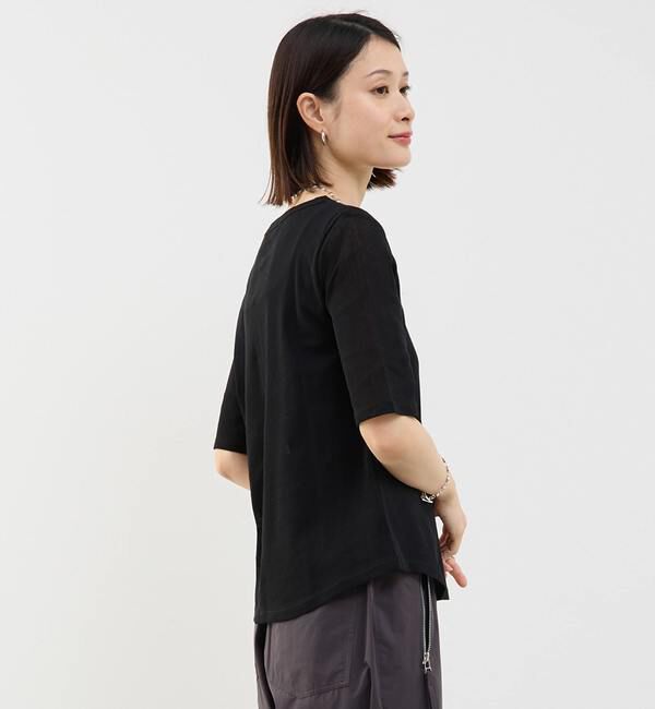 Soffitto「コットンチュールヘンリーネック5分袖Tシャツ」|Tシャツ・カットソー|