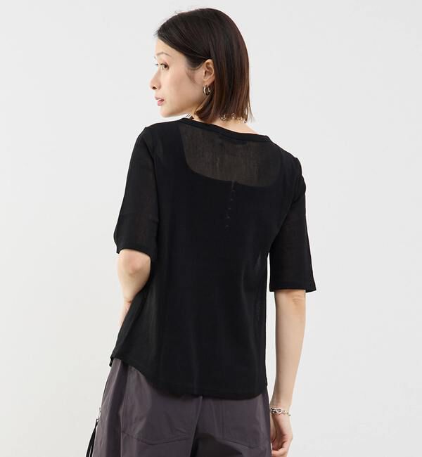Soffitto「コットンチュールヘンリーネック5分袖Tシャツ」|Tシャツ・カットソー|