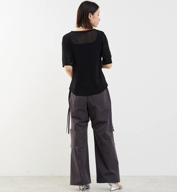 Soffitto「コットンチュールヘンリーネック5分袖Tシャツ」|Tシャツ・カットソー|