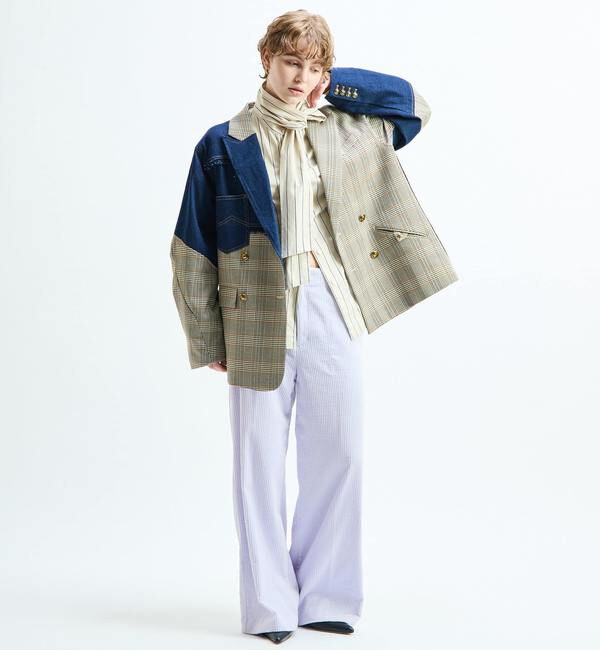SOFFITTO「《別注》【AULA AILA/アウラ アイラ】CHECK DENIM COMBONATON JACKET」|テーラードジャケット|