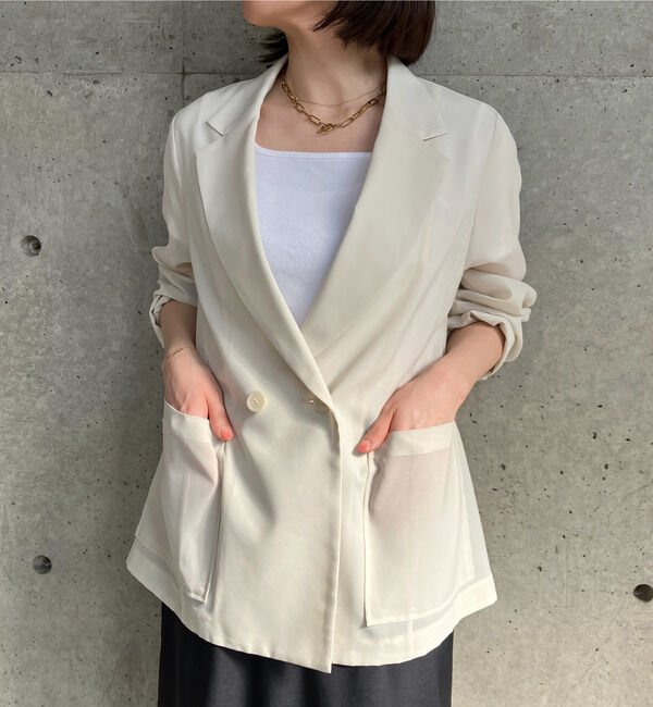 SOFFITTO「接触冷感シアージャケット」|テーラードジャケット|オフホワイト