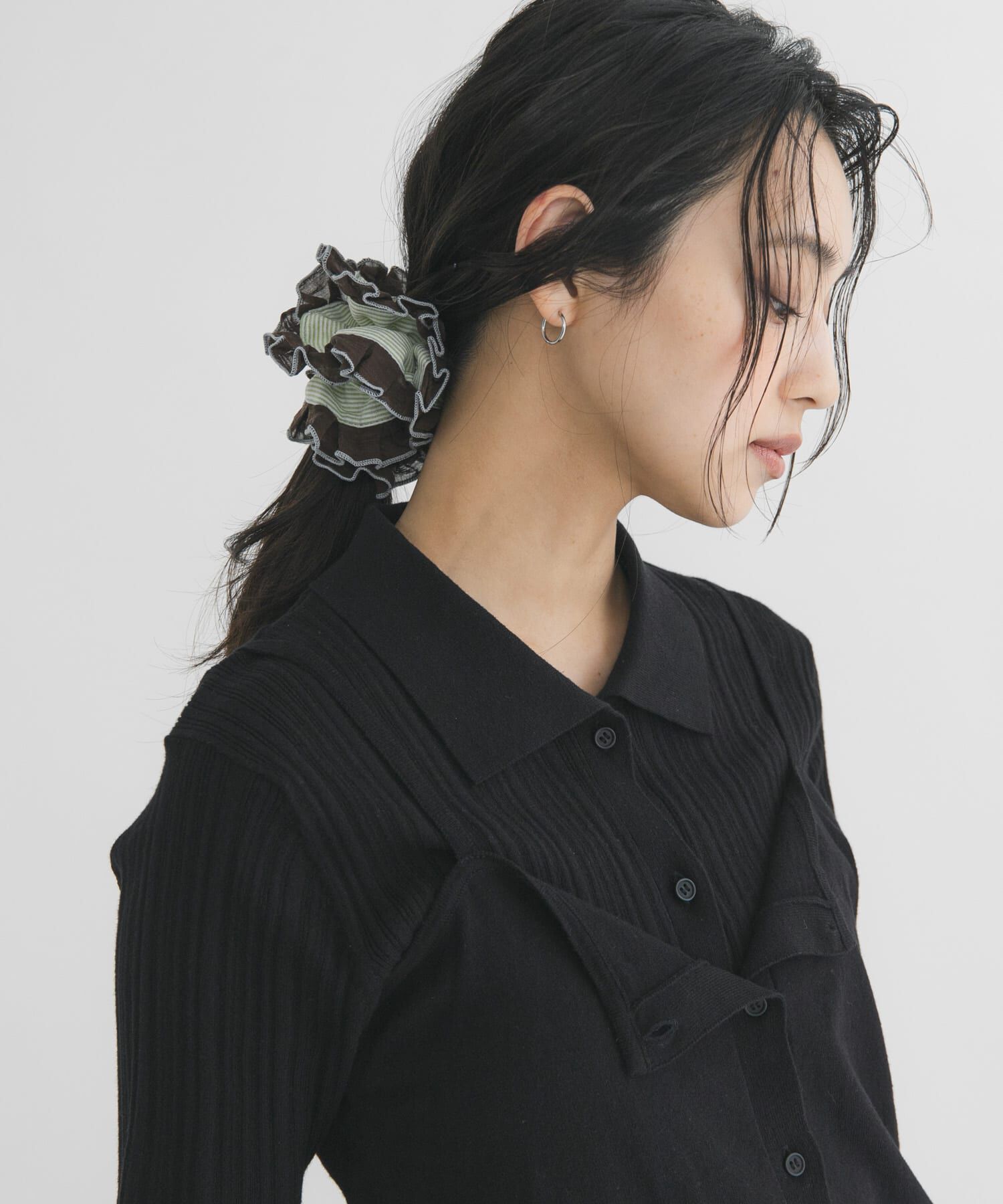  「ダブルフリルボーダシュシュ」|ヘアゴム・シュシュ|