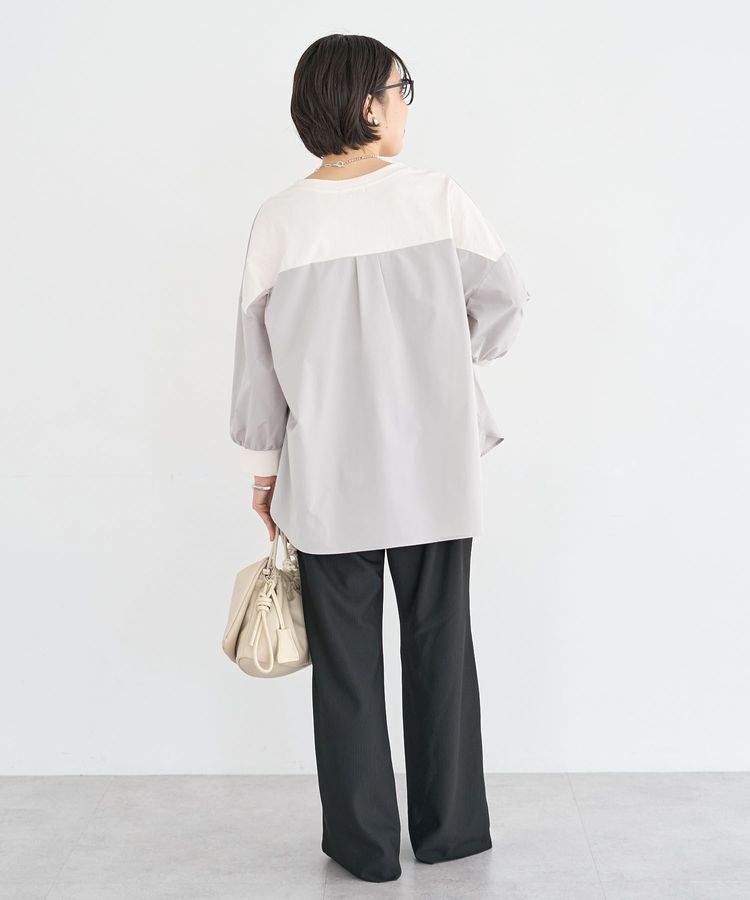 Green Parks「7分袖サイドシャーリングドッキングプルオーバー」|Tシャツ・カットソー|