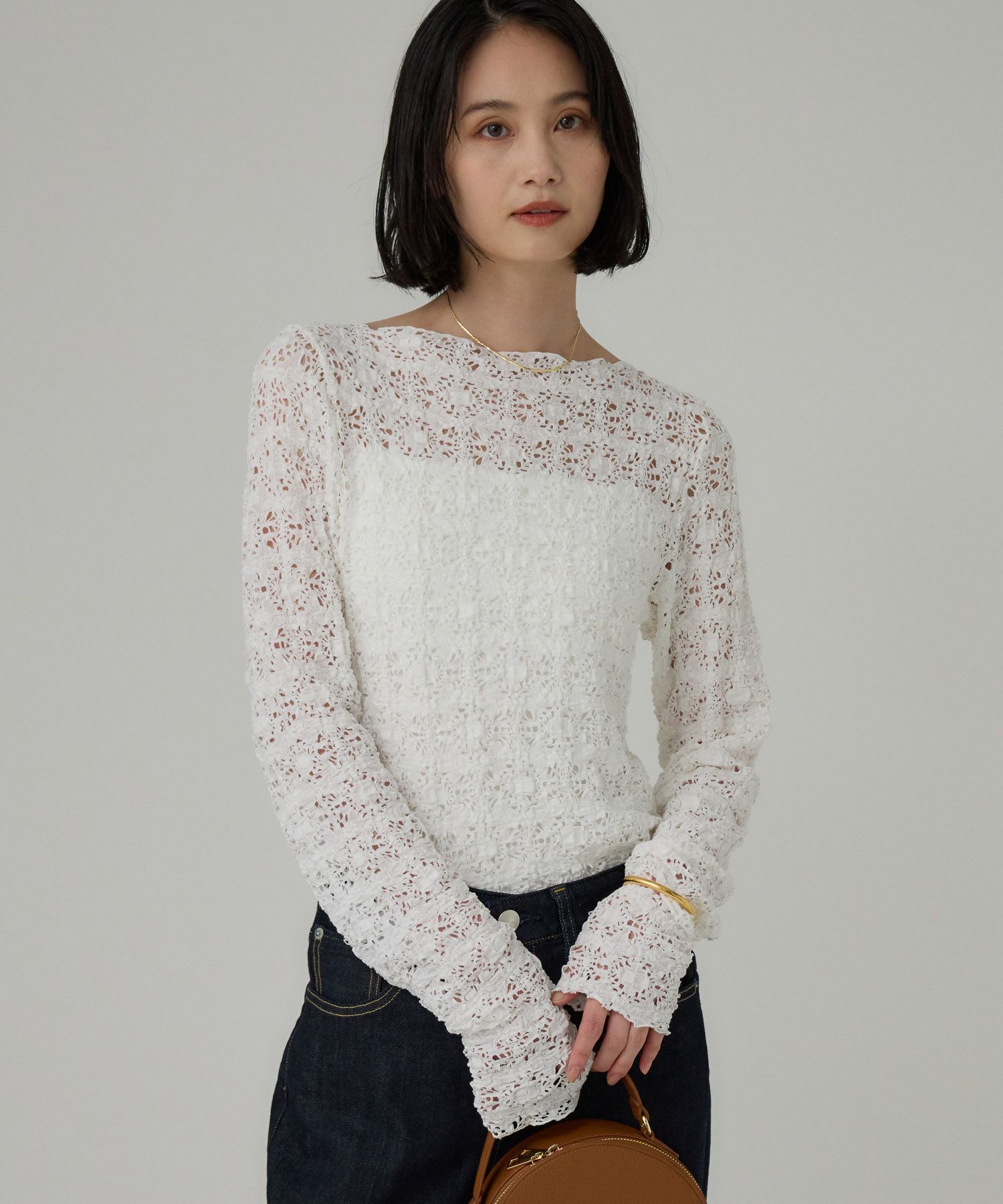 BABYLONE「ストレッチレースプルオーバー」|Tシャツ・カットソー|ﾎﾜｲﾄ