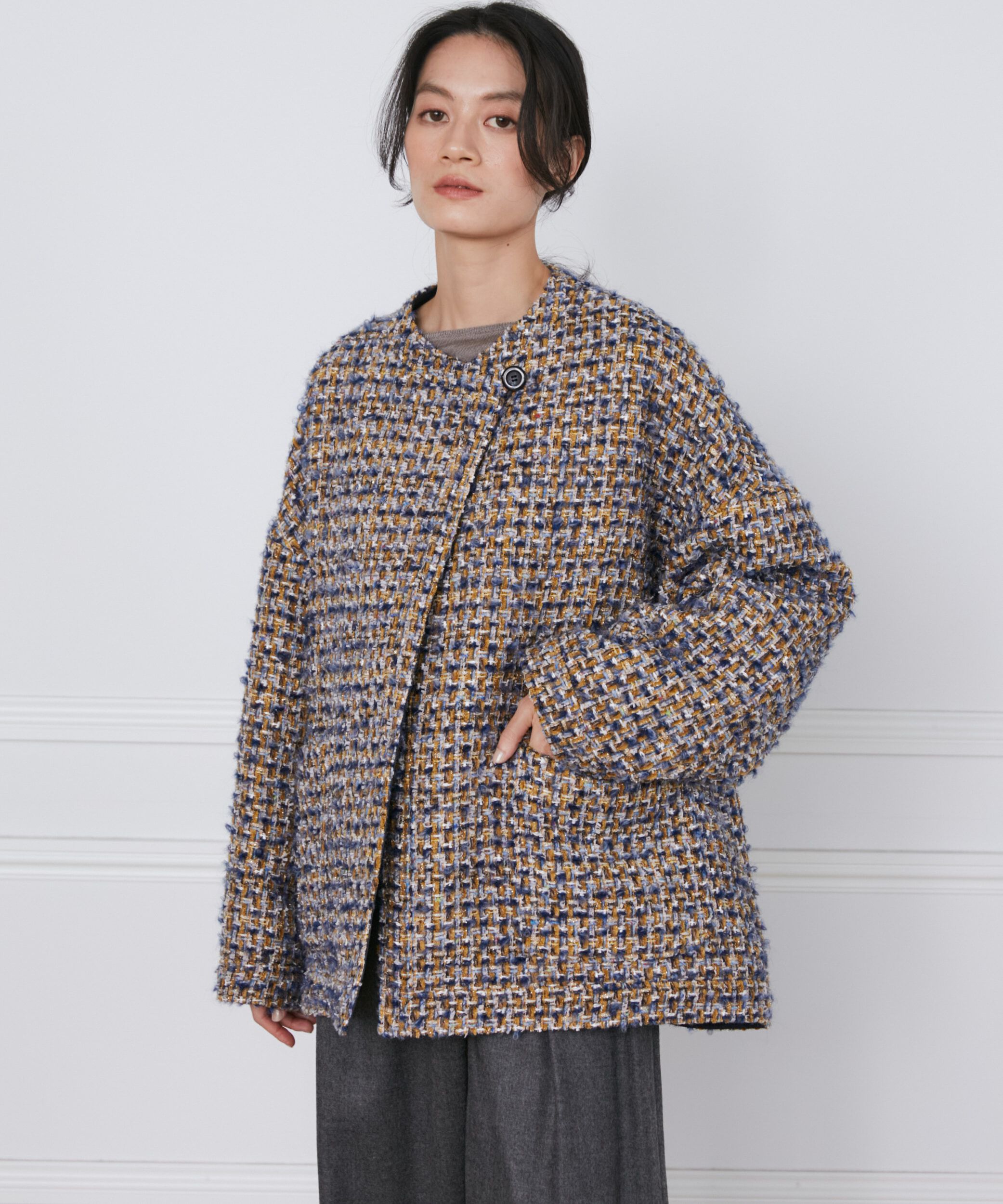 INED「TOURNIERツィードハーフコート《la veille by SUPERIOR CLOSET》」|ピーコート|
