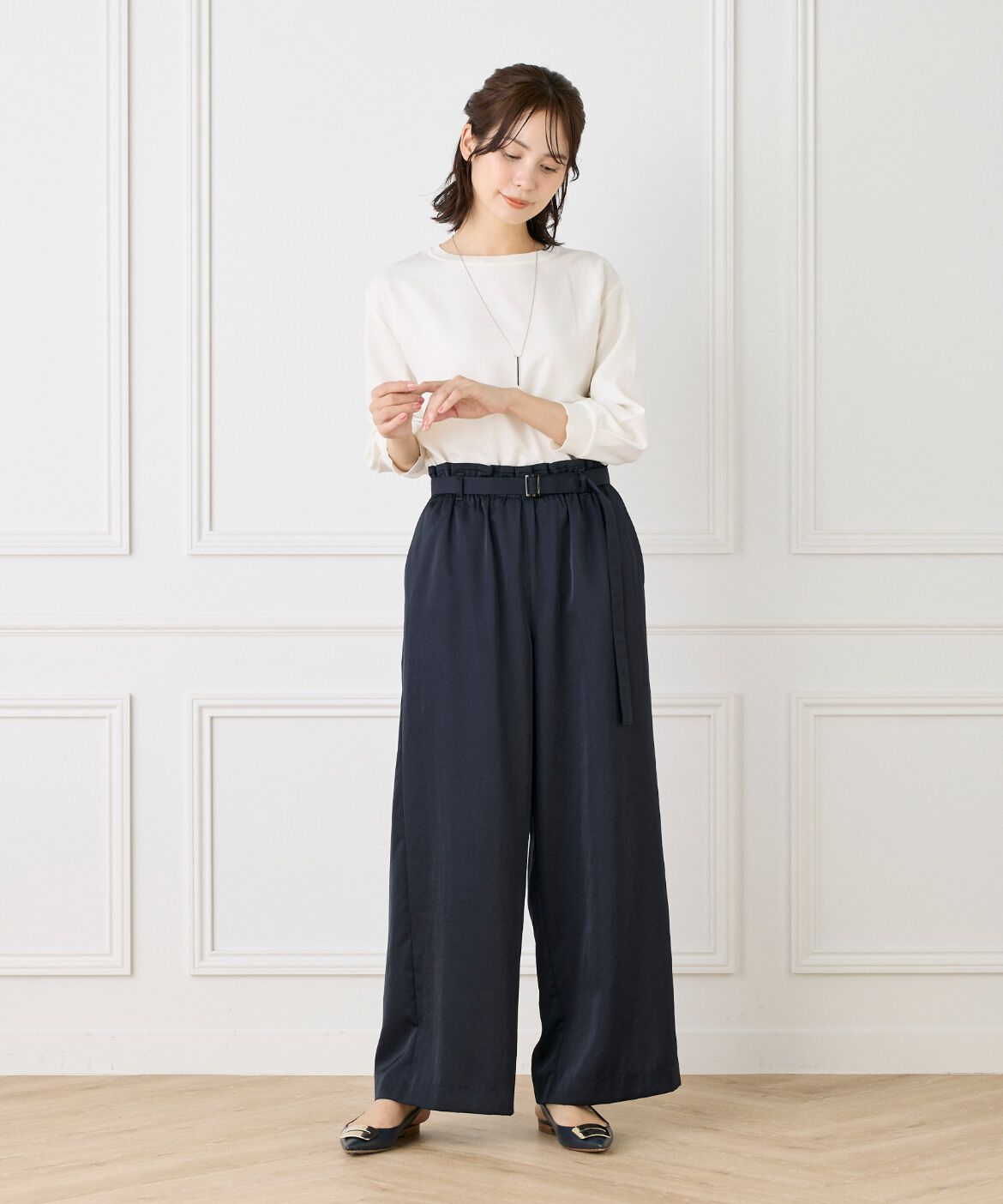 Le Souk「異素材リブ 七分袖プルオーバー」|Tシャツ・カットソー|