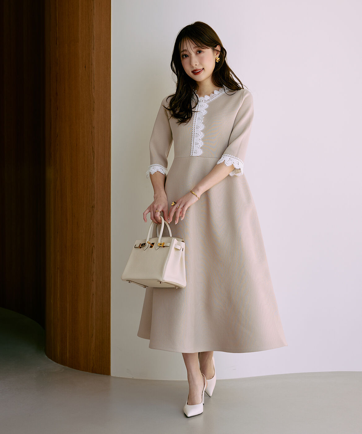 Maglie le cassetto「《M Maglie le cassetto&times;冨張愛》愛されクラシカル&ldquo;Lace&rdquo;ニットワンピース」|ワンピース|