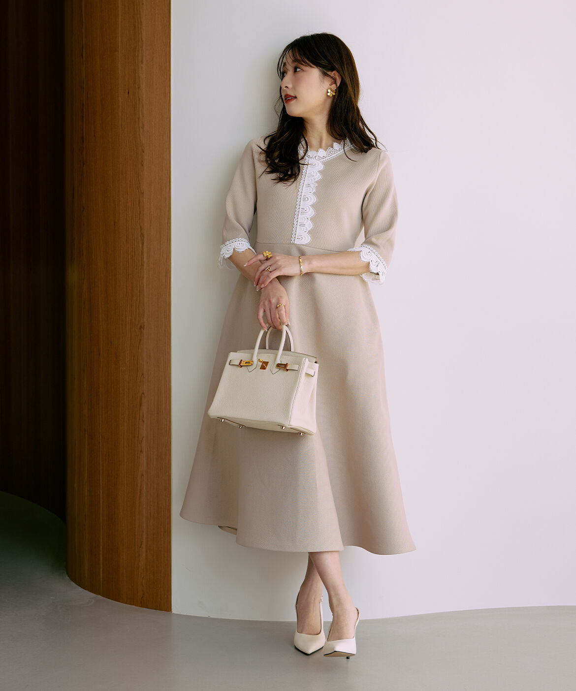 Maglie le cassetto「《M Maglie le cassetto&times;冨張愛》愛されクラシカル&ldquo;Lace&rdquo;ニットワンピース」|ワンピース|