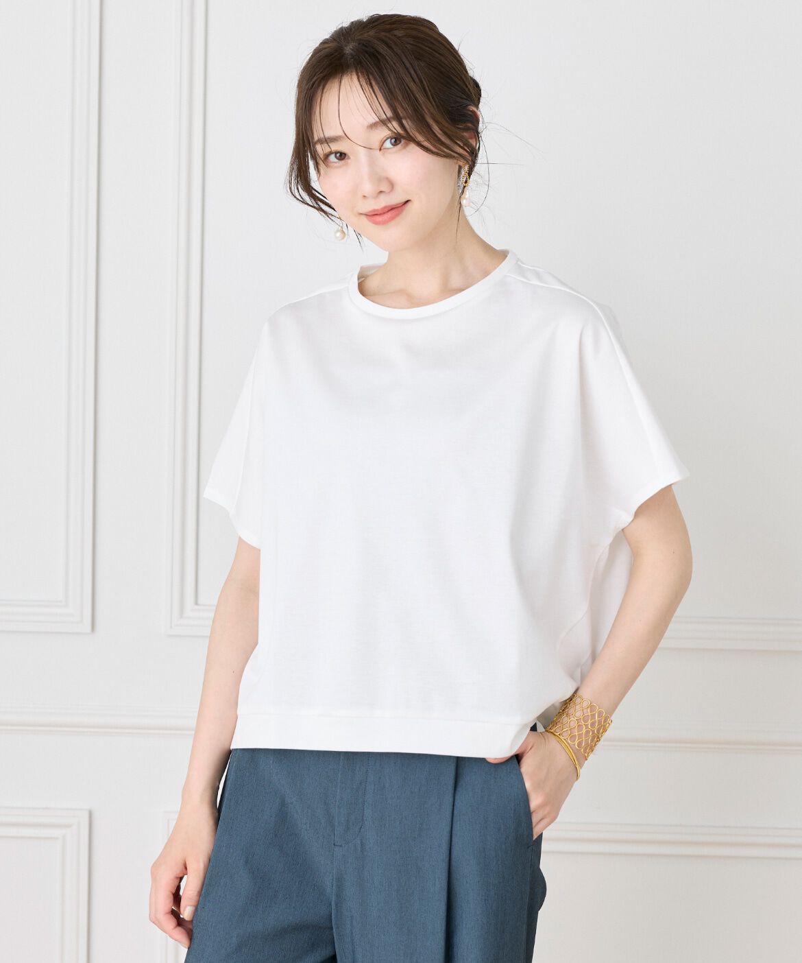 7-IDconcept.「《大きいサイズ》ドルマンスリーブプルオーバー《日本製》」|Tシャツ・カットソー|オフホワイト1