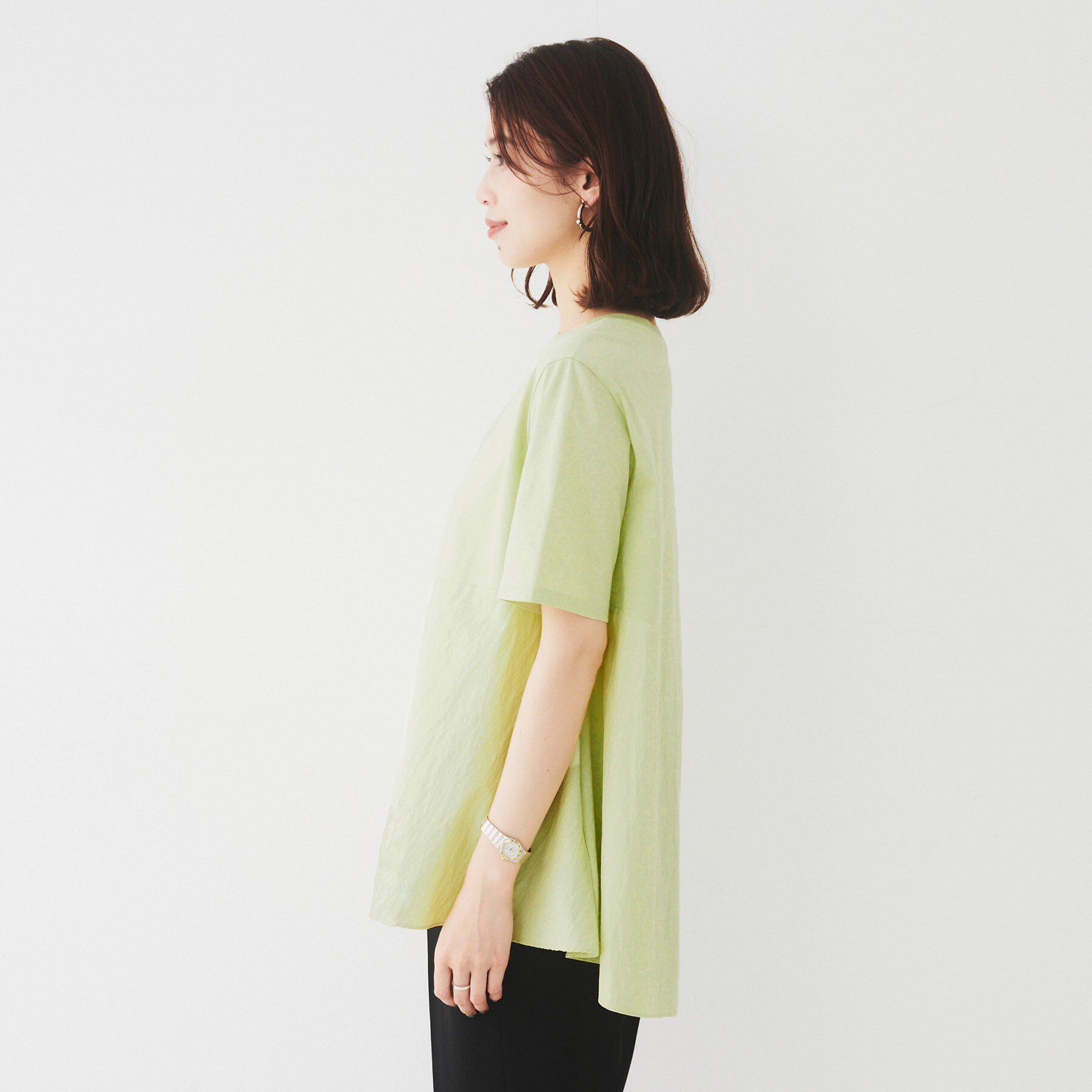 UNTITLED「【UVカット/接触冷感/Tシャツ】異素材ドッキングペプラム」|Tシャツ・カットソー|