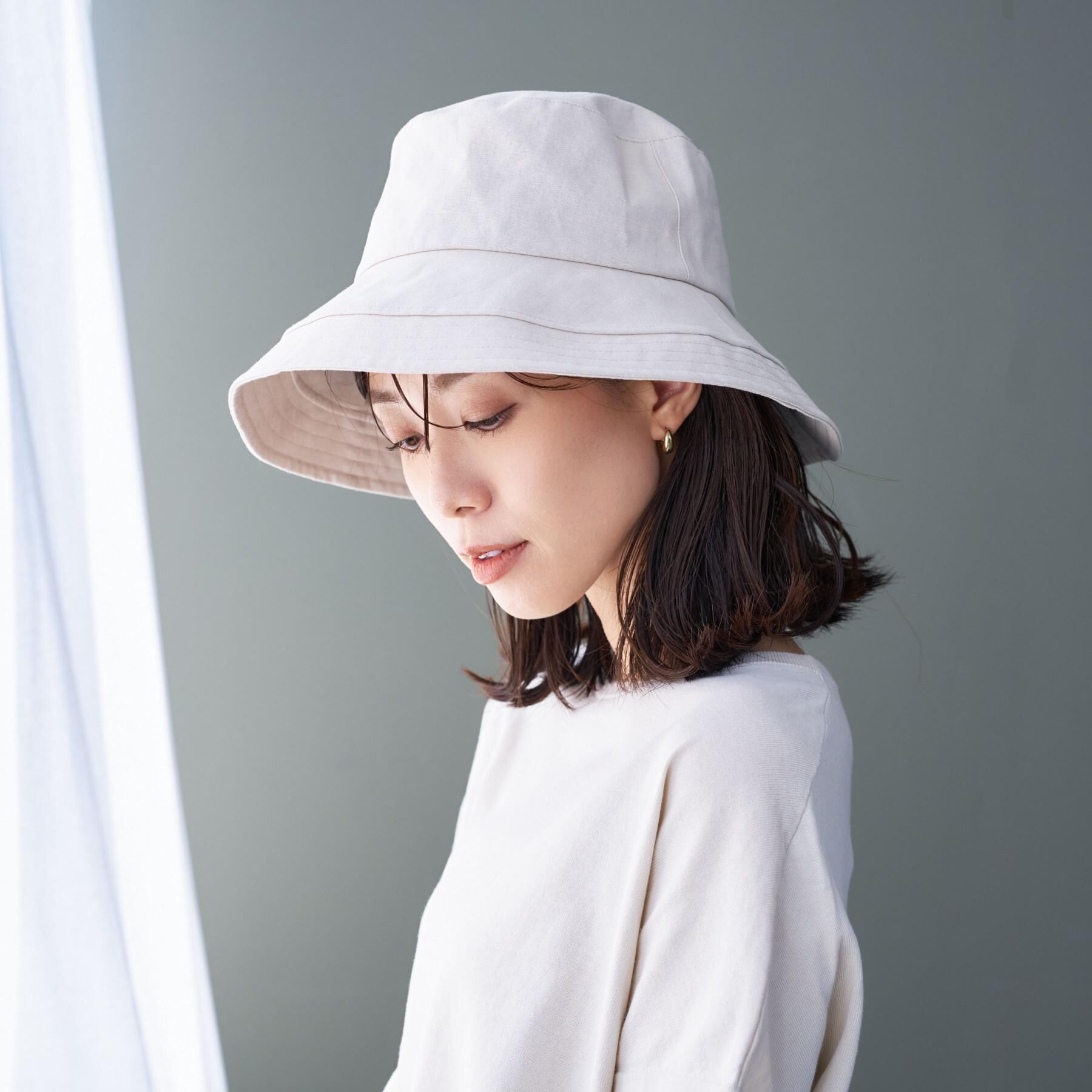 UNTITLED「【遮熱/UV】リネンブレンドつば広HAT」|ハット|