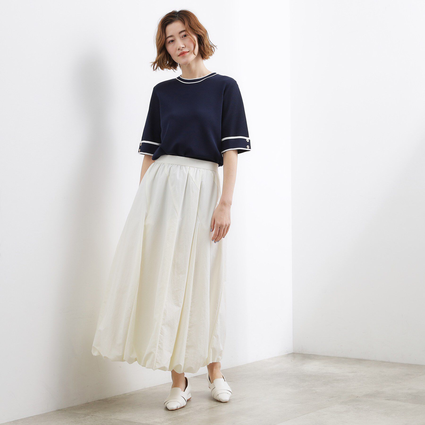 grove「【シリーズ累計36万枚/名品ニット】やわらかドライタッチ 袖メッシュ編みニット」|ニット・セーター|