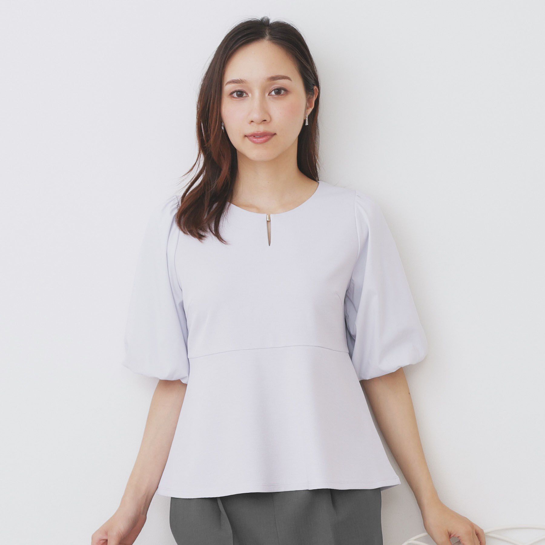 index「《S-LLサイズ》バルーンスリーブペプラムトップス【洗濯機洗い可／接触冷感／UVケア】」|Tシャツ・カットソー|