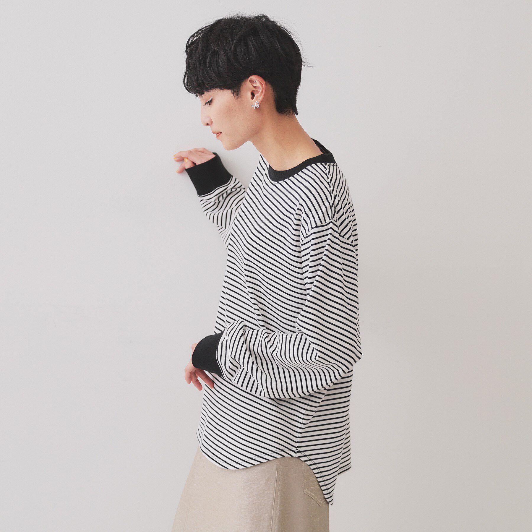 OPAQUE.CLIP「ボーダールーズフィットカットソー【洗濯機洗い可】」|Tシャツ・カットソー|