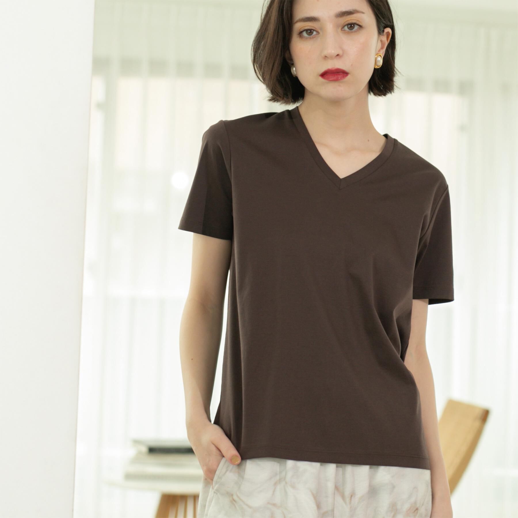 OPAQUE.CLIP「《5色展開／SS-LLサイズ》VネックベーシックTシャツ【接触冷感／洗濯機洗い可】」|Tシャツ・カットソー|