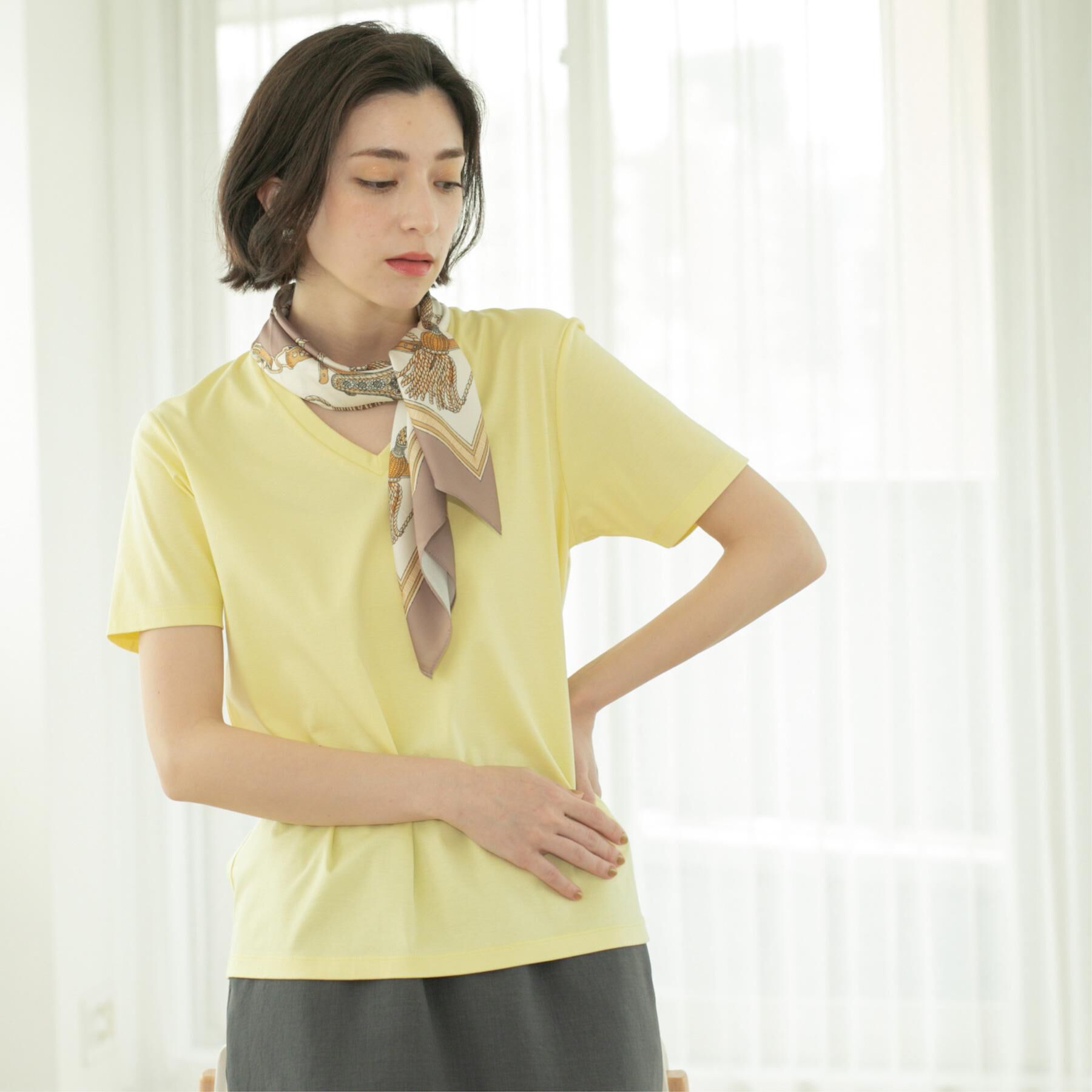OPAQUE.CLIP「《5色展開／SS-LLサイズ》VネックベーシックTシャツ【接触冷感／洗濯機洗い可】」|Tシャツ・カットソー|