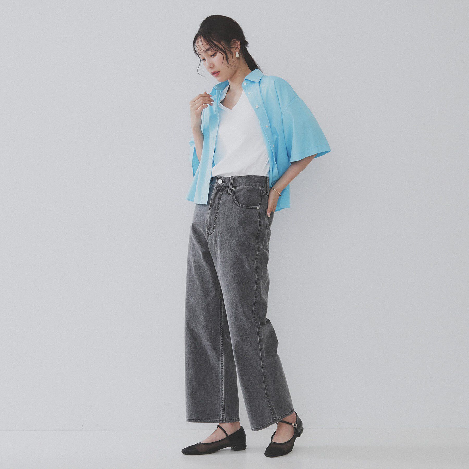 OPAQUE.CLIP「《5色展開／SS-LLサイズ》VネックベーシックTシャツ【接触冷感／洗濯機洗い可】」|Tシャツ・カットソー|