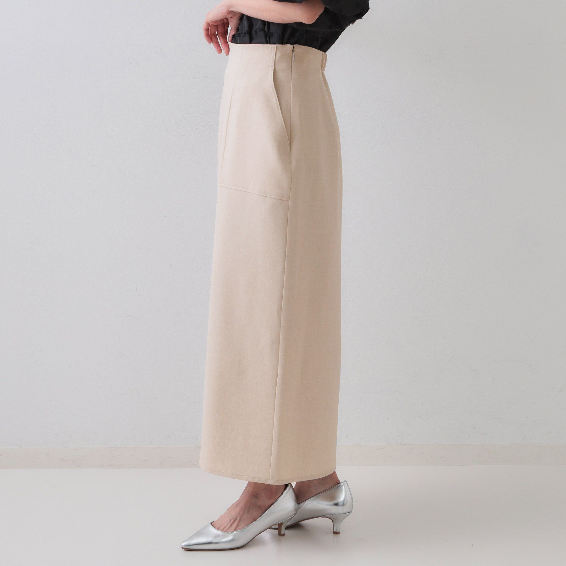 OPAQUE.CLIP「《5色展開／S-LLサイズ》リネンライクストレッチタイトスカート【洗濯機洗い可】」|スカート|