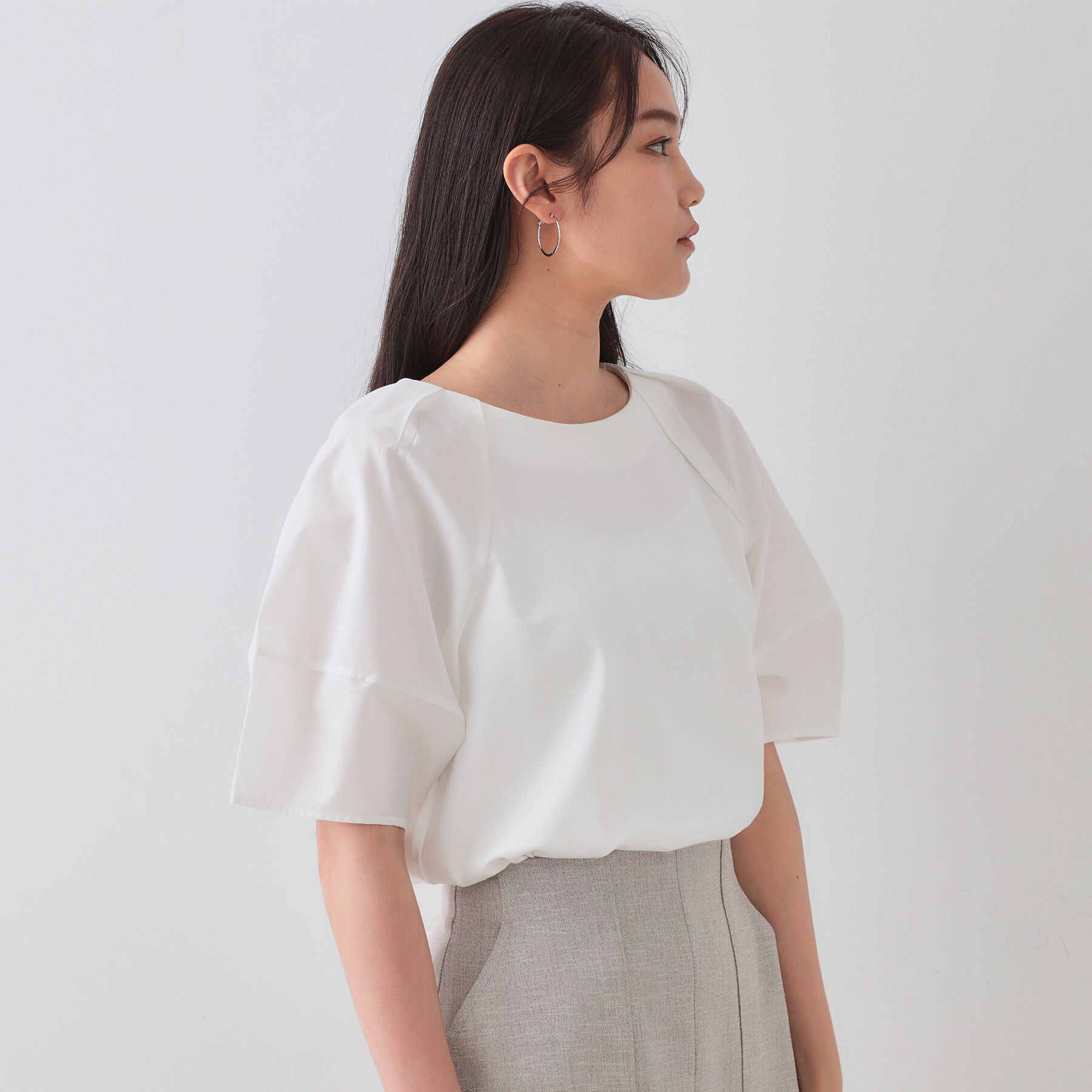 OPAQUE.CLIP「《S-LLサイズ》ランタンスリーブトップス【UV／接触冷感／洗濯機洗い可】」|Tシャツ・カットソー|