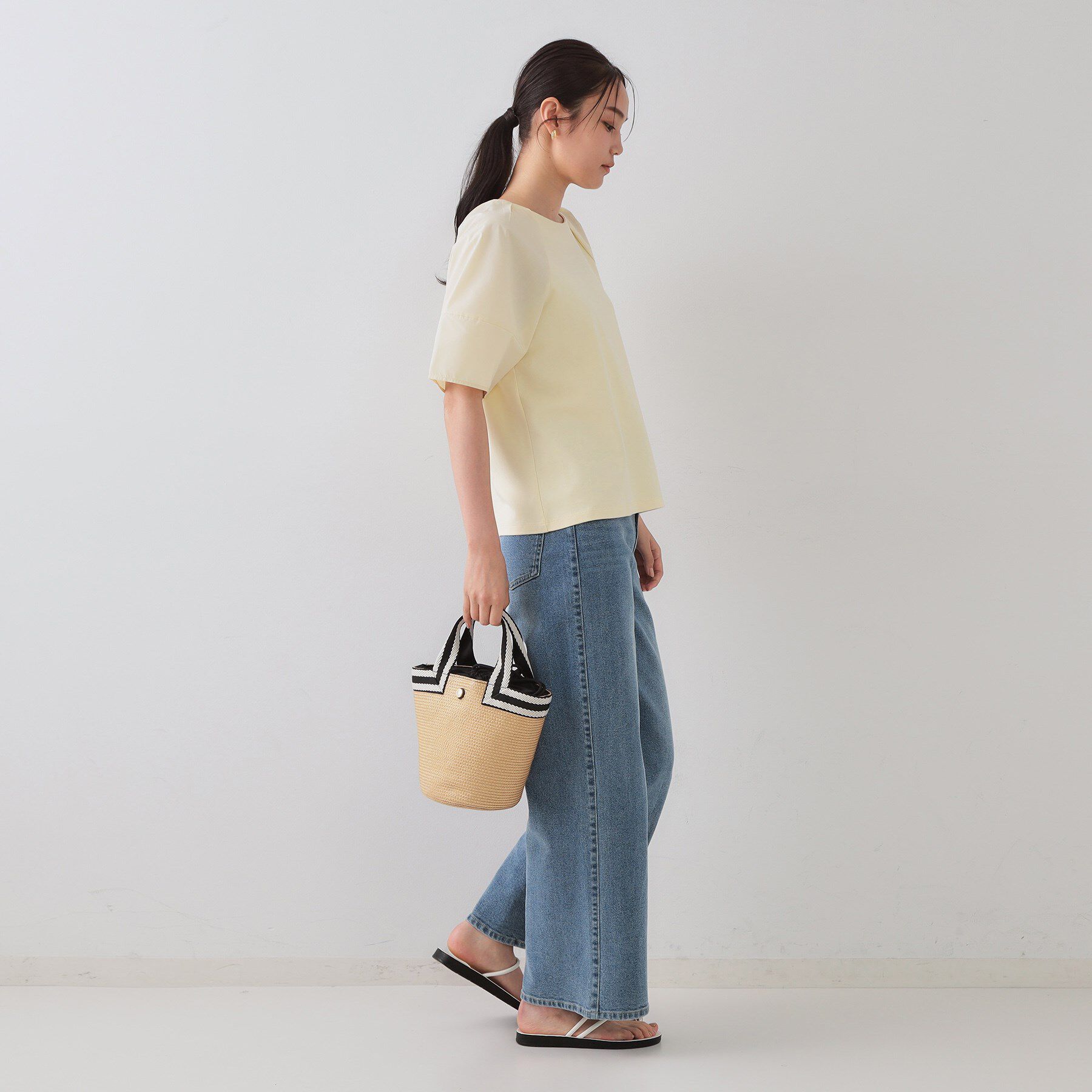 OPAQUE.CLIP「《S-LLサイズ》ランタンスリーブトップス【UV／接触冷感／洗濯機洗い可】」|Tシャツ・カットソー|