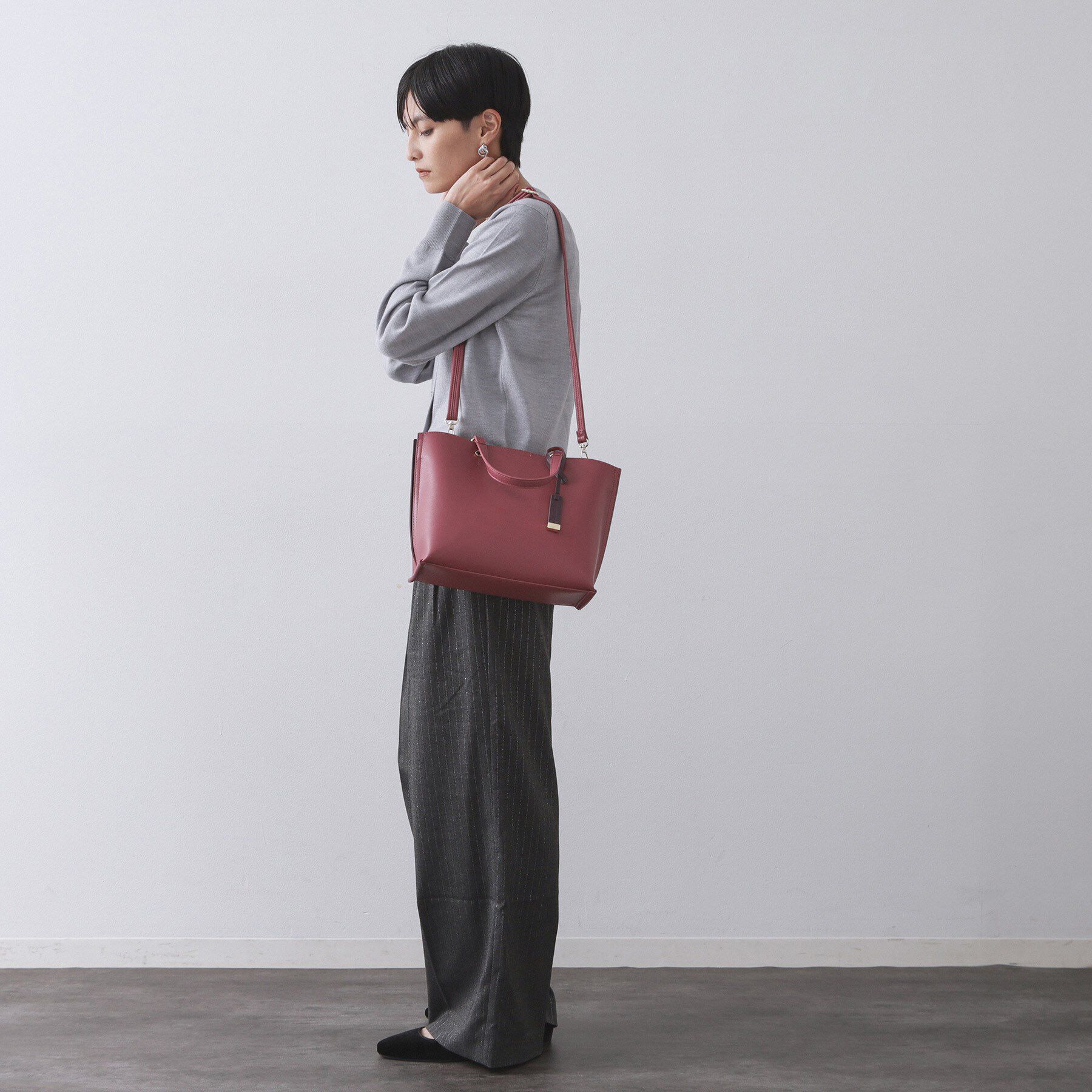 OPAQUE.CLIP「【2WAY／名品】バイカラー3層ミドルトートバッグ」|トートバッグ|