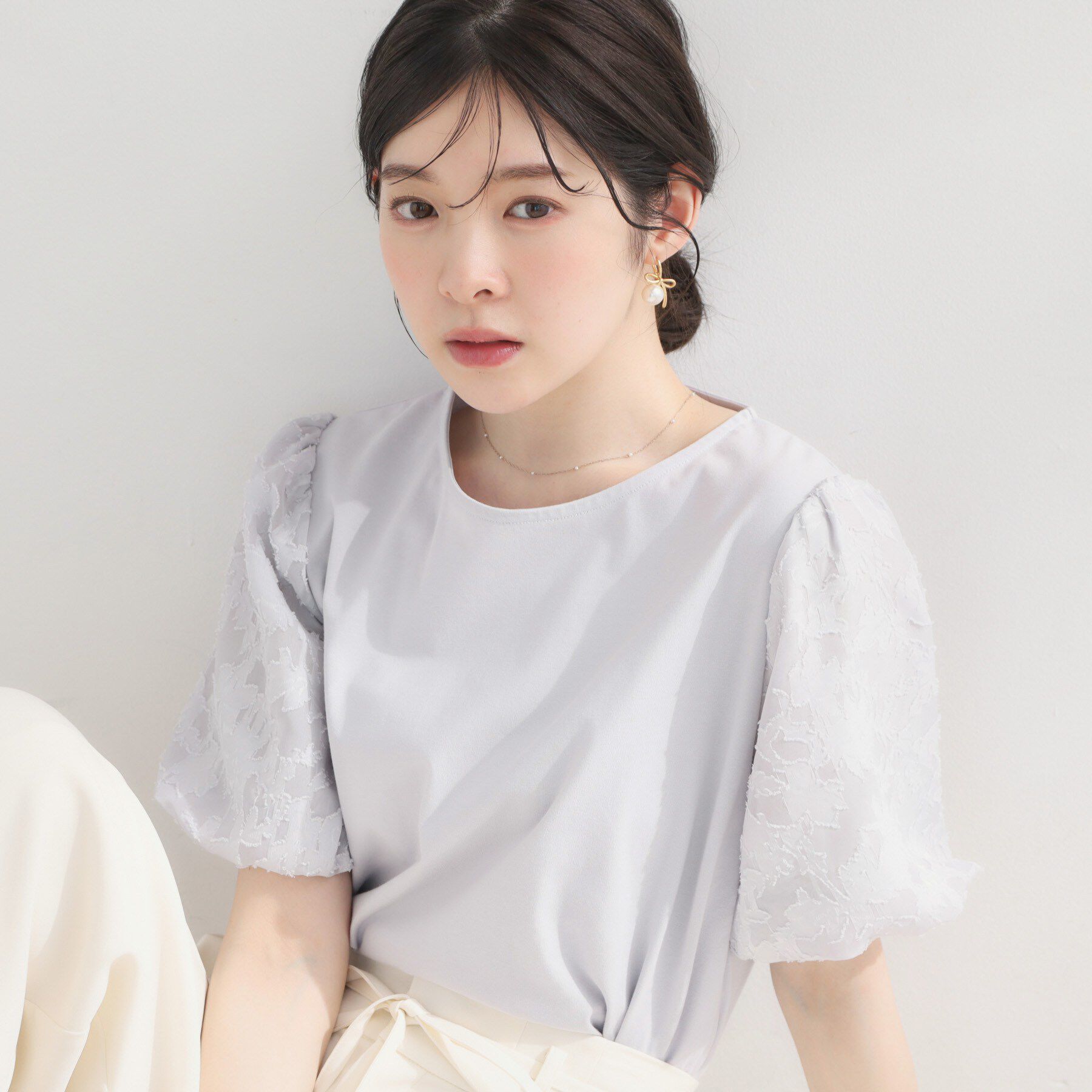 Couture broach「【接触冷感・UVカット・洗える】バルーンスリーブ トップス」|Tシャツ・カットソー|