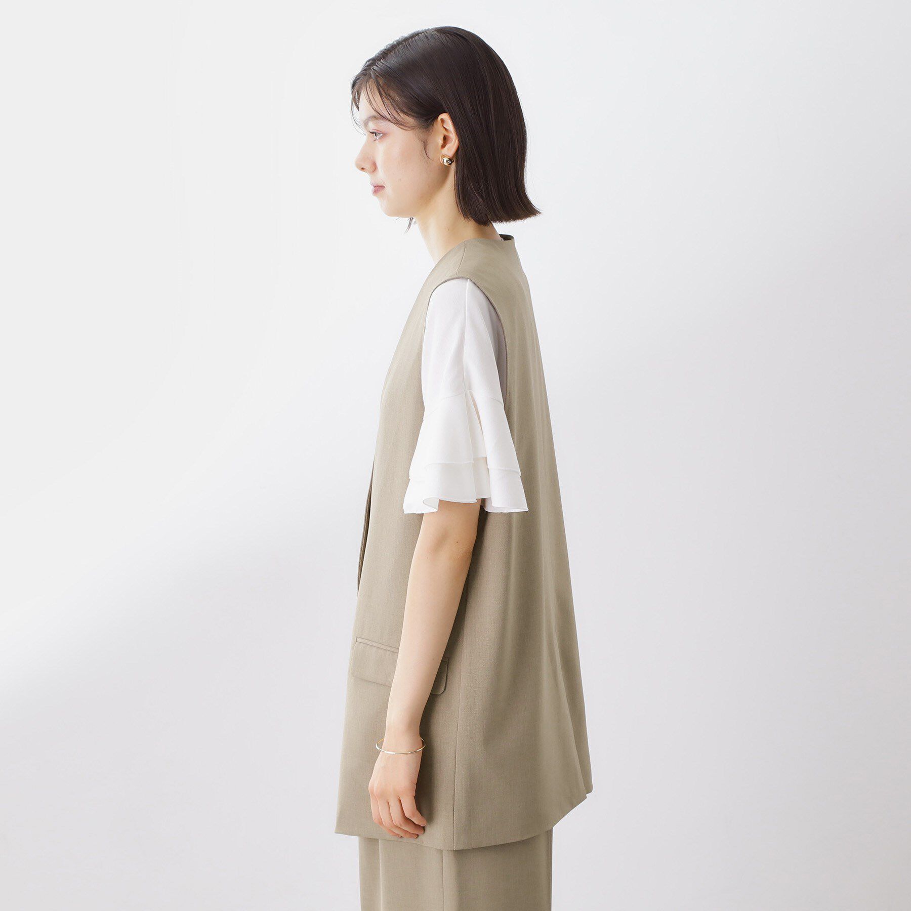 THE SHOP TK「ノーカラージレ【セットアップ可/洗濯機OK】」|ベスト・ジレ|