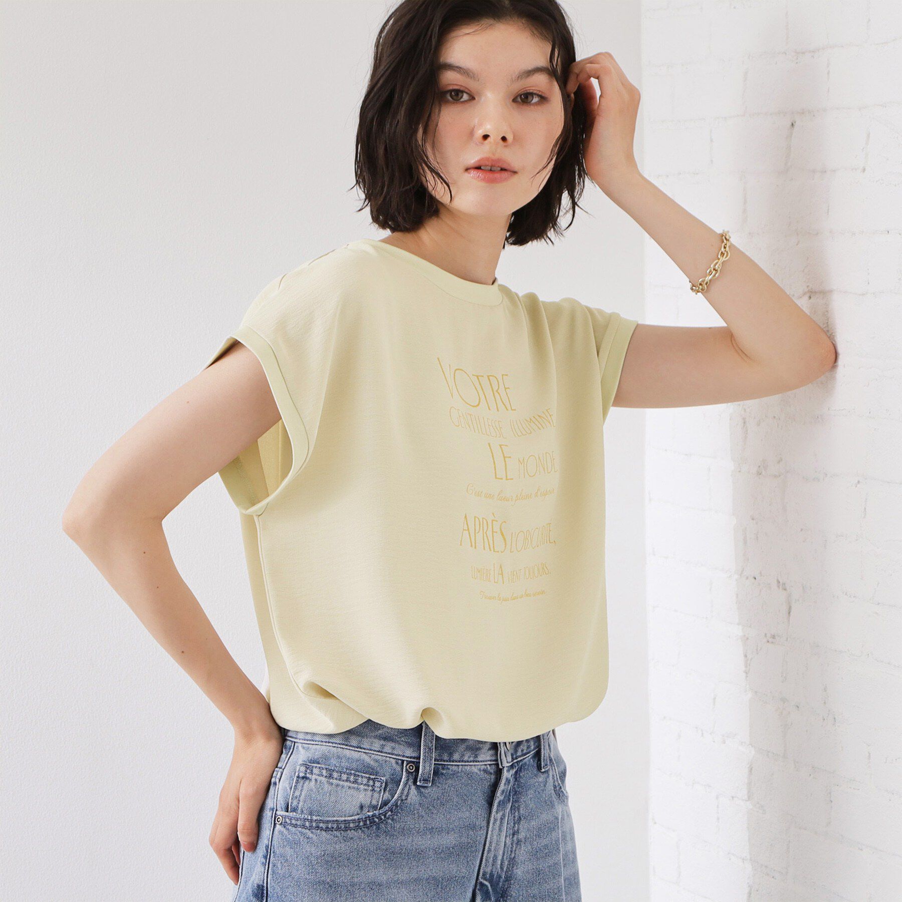 THE SHOP TK「【ひんやり/防しわ/UV/吸水速乾】さらりと軽やかに着られる プリントTシャツ」|Tシャツ・カットソー|