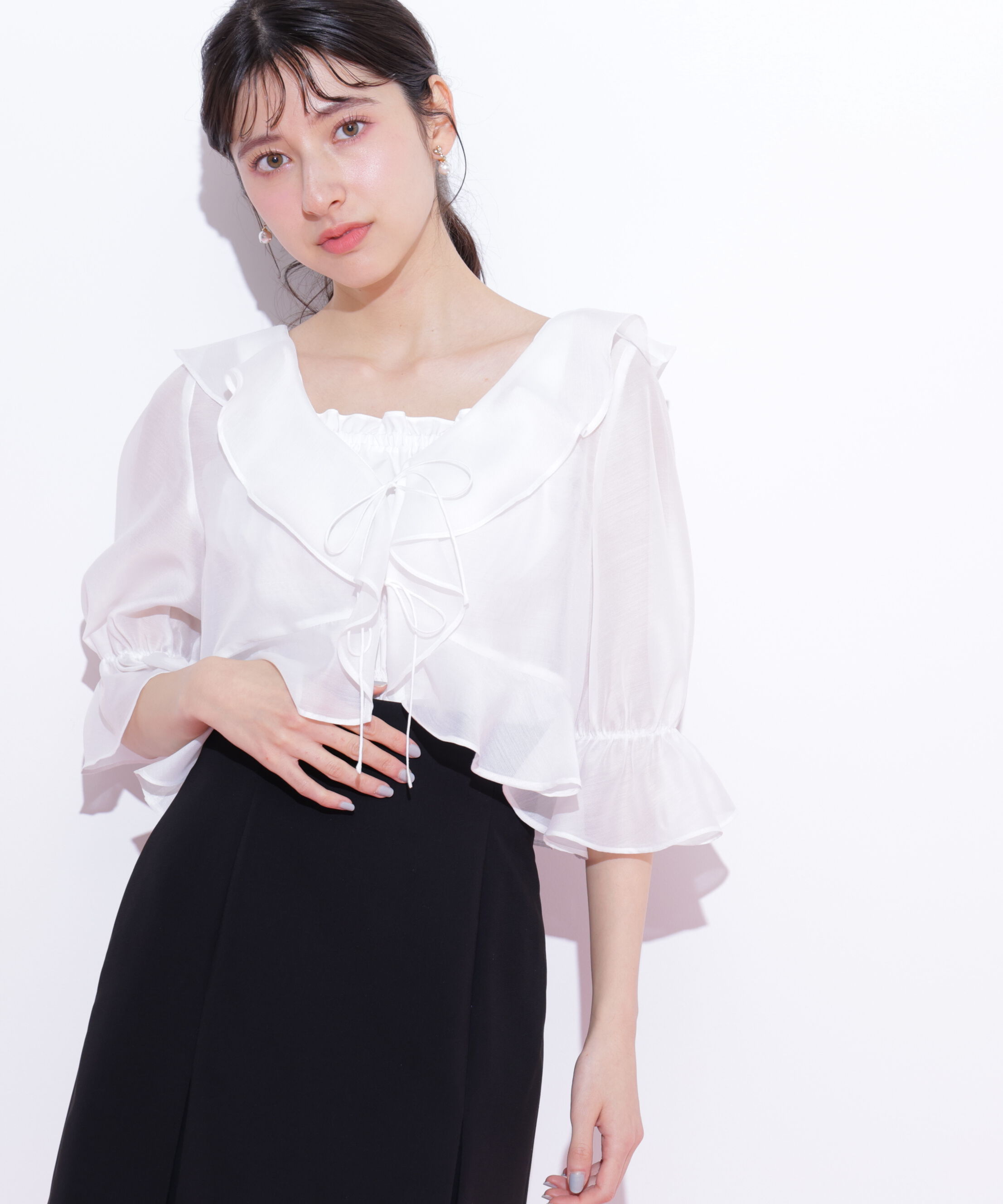 「ラッフルアンサンブルセットアップブラウス」|シャツ・ブラウス|
