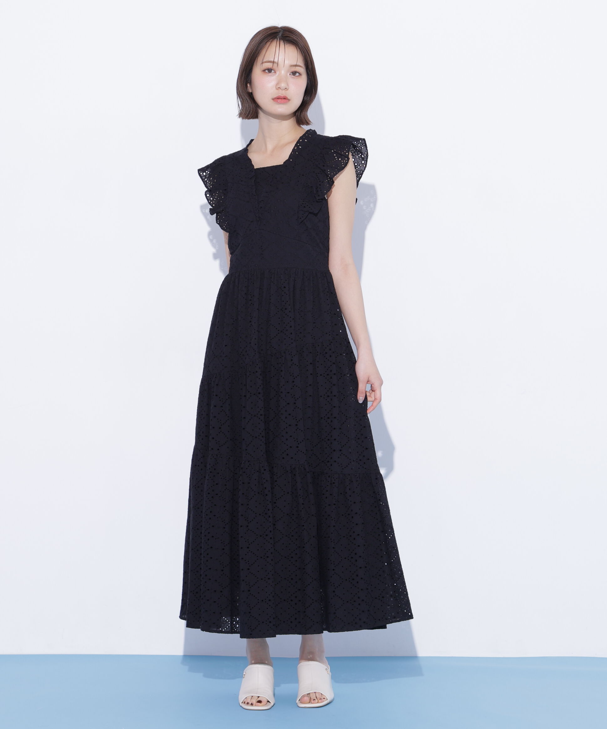  「カットワークティアードワンピース」|ワンピース|