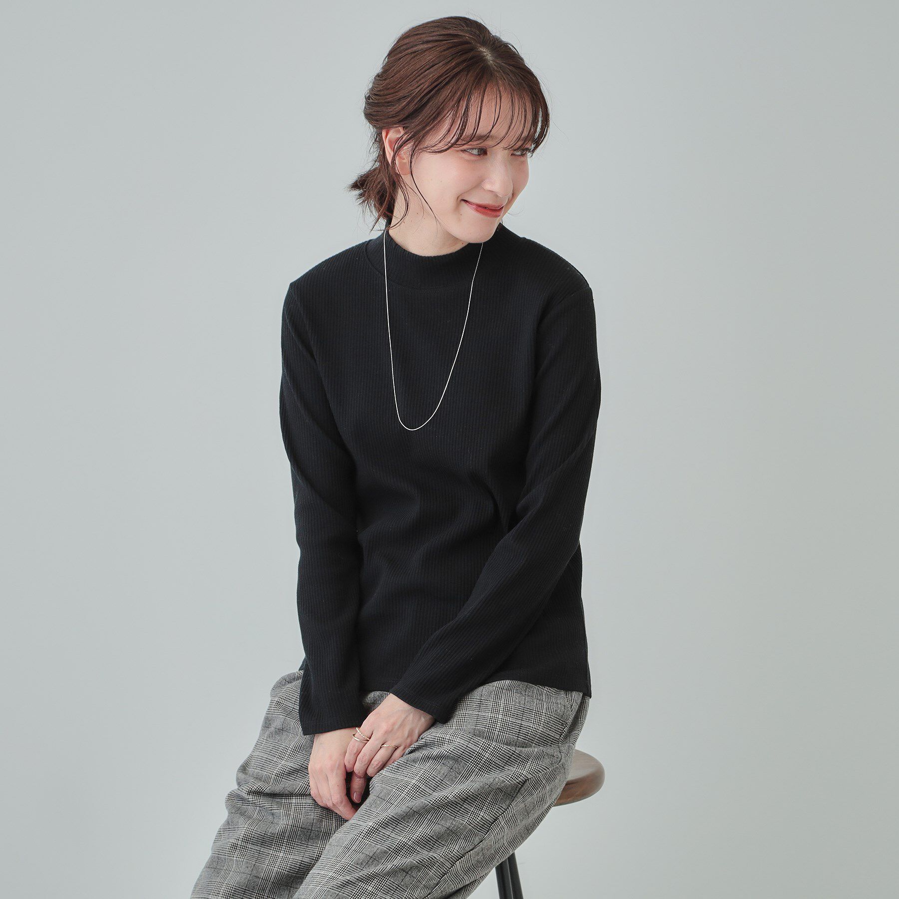 SHOO･LA･RUE「【S-LL】テレコリブハイネックトップス」|Tシャツ・カットソー|