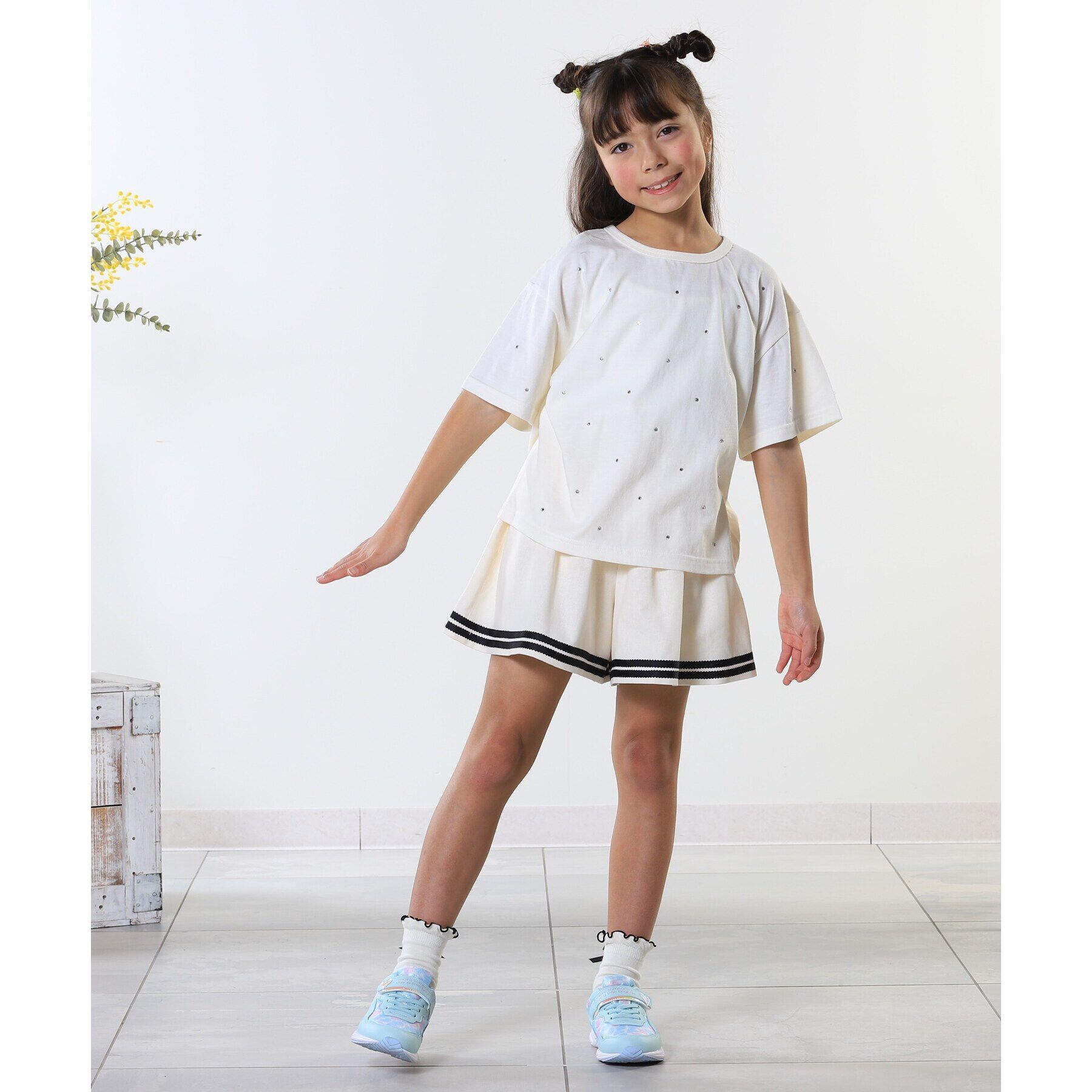 SHOO･LA･RUE「【100-150cm】裾テープ使いフレアスカパン」|キュロット|