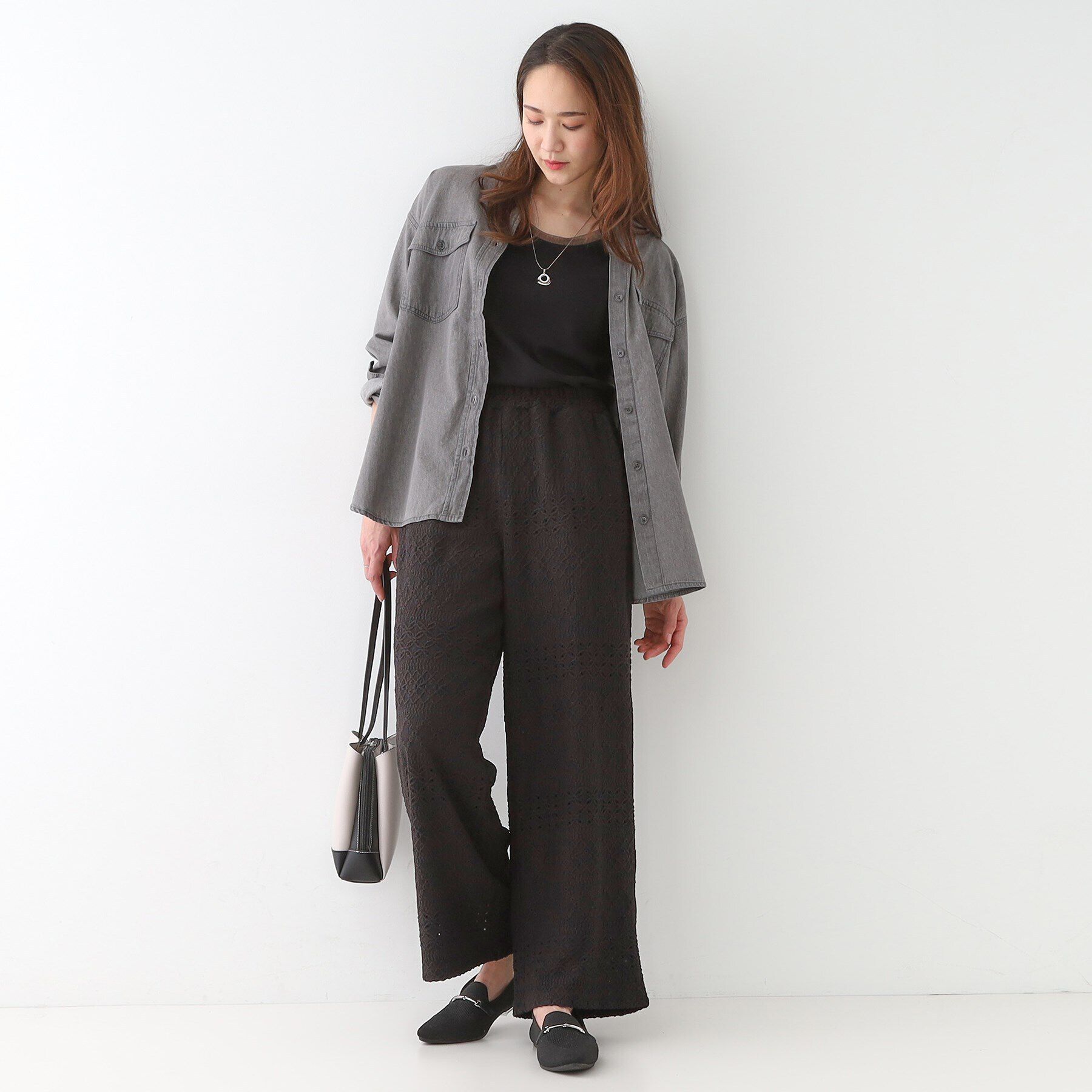 SHOO･LA･RUE「【S-LL】レースが目を惹く ジャカードイージーパンツ」|その他|