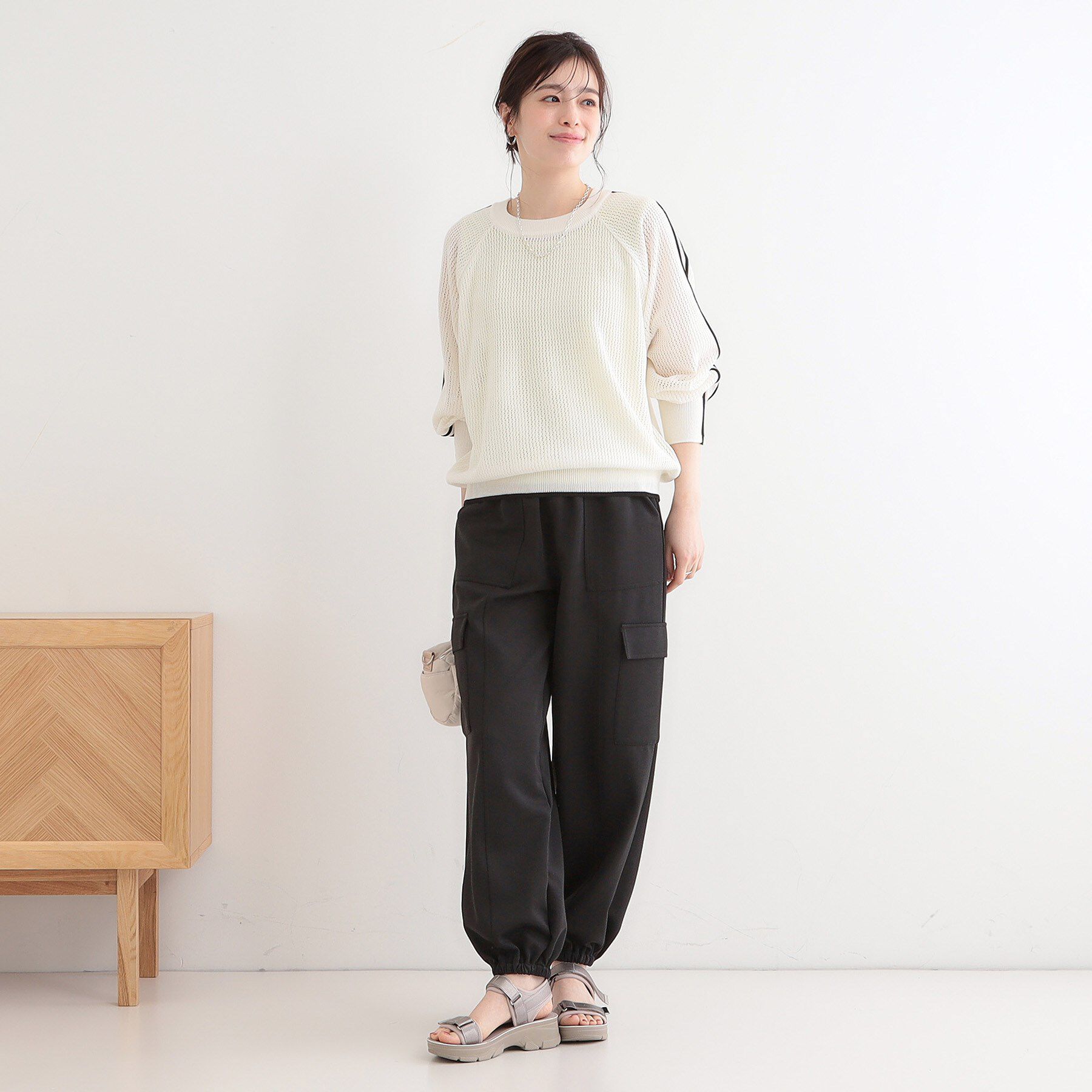SHOO･LA･RUE「麻タッチメッシュラインニット」|ニット・セーター|
