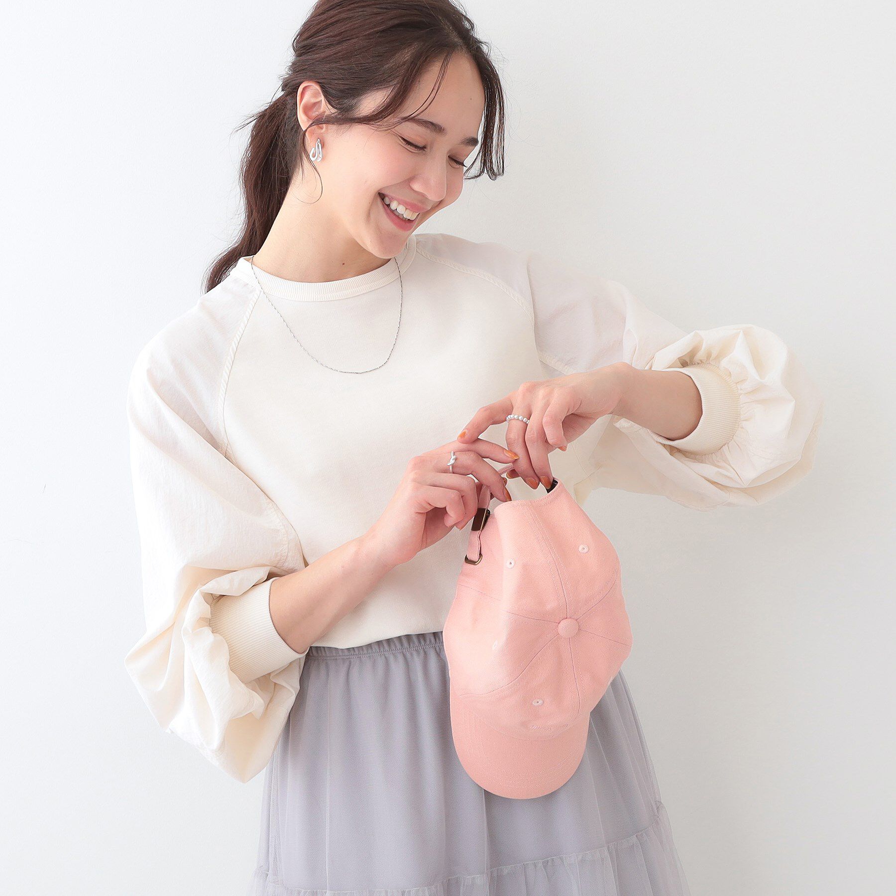SHOO･LA･RUE「【洗える】季節の変わり目に ラグランナイロントップス」|Tシャツ・カットソー|オフホワイト(003