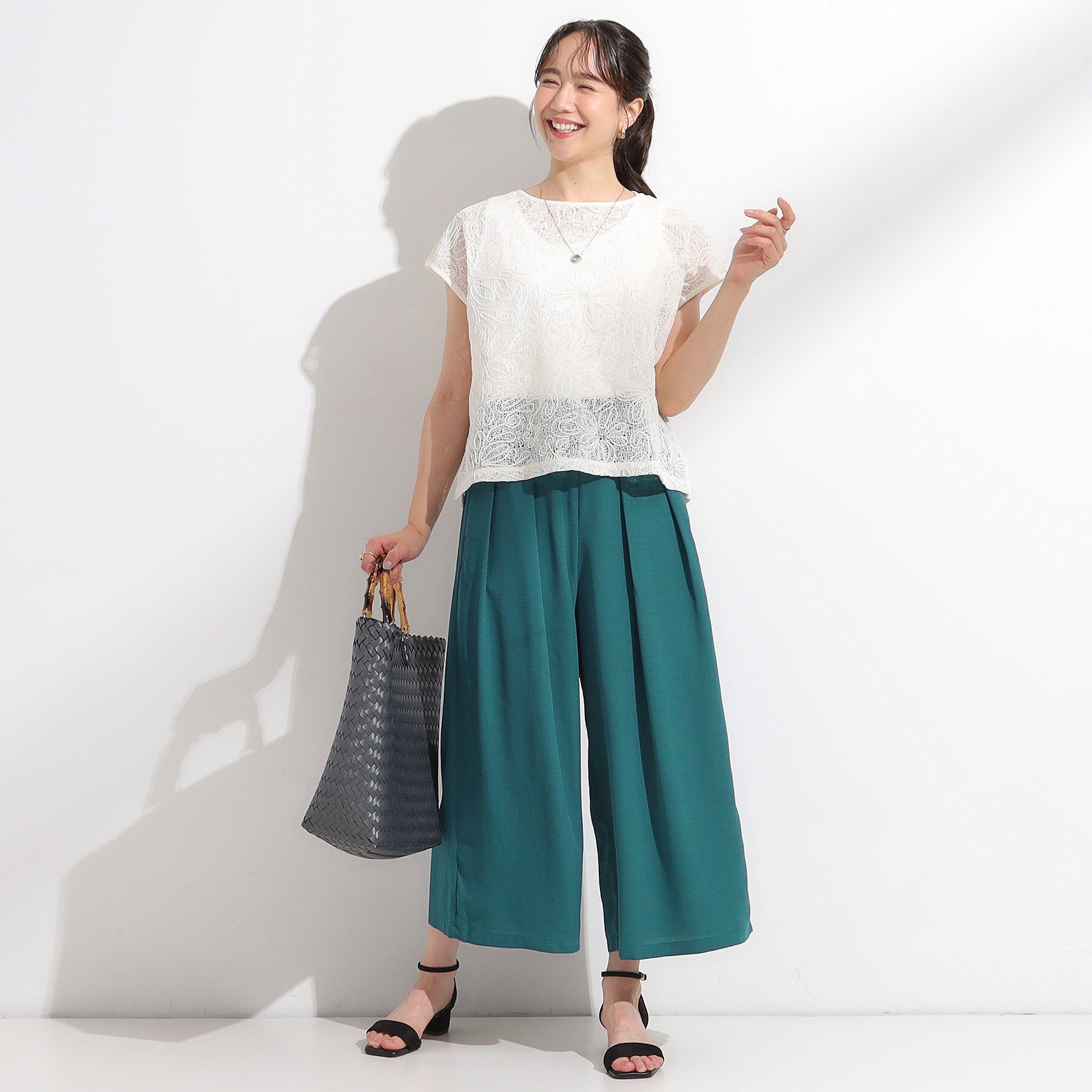 SHOO･LA･RUE「【セットアップ可】裏地ひんやり麻調スカーチョ」|その他|