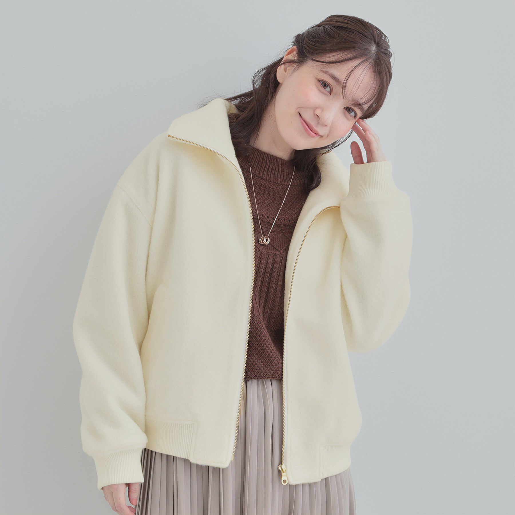 SHOO･LA･RUE「【S-LL】軽くてふんわりあたたかい スライバージャケット」|ブルゾン・スタジャン|