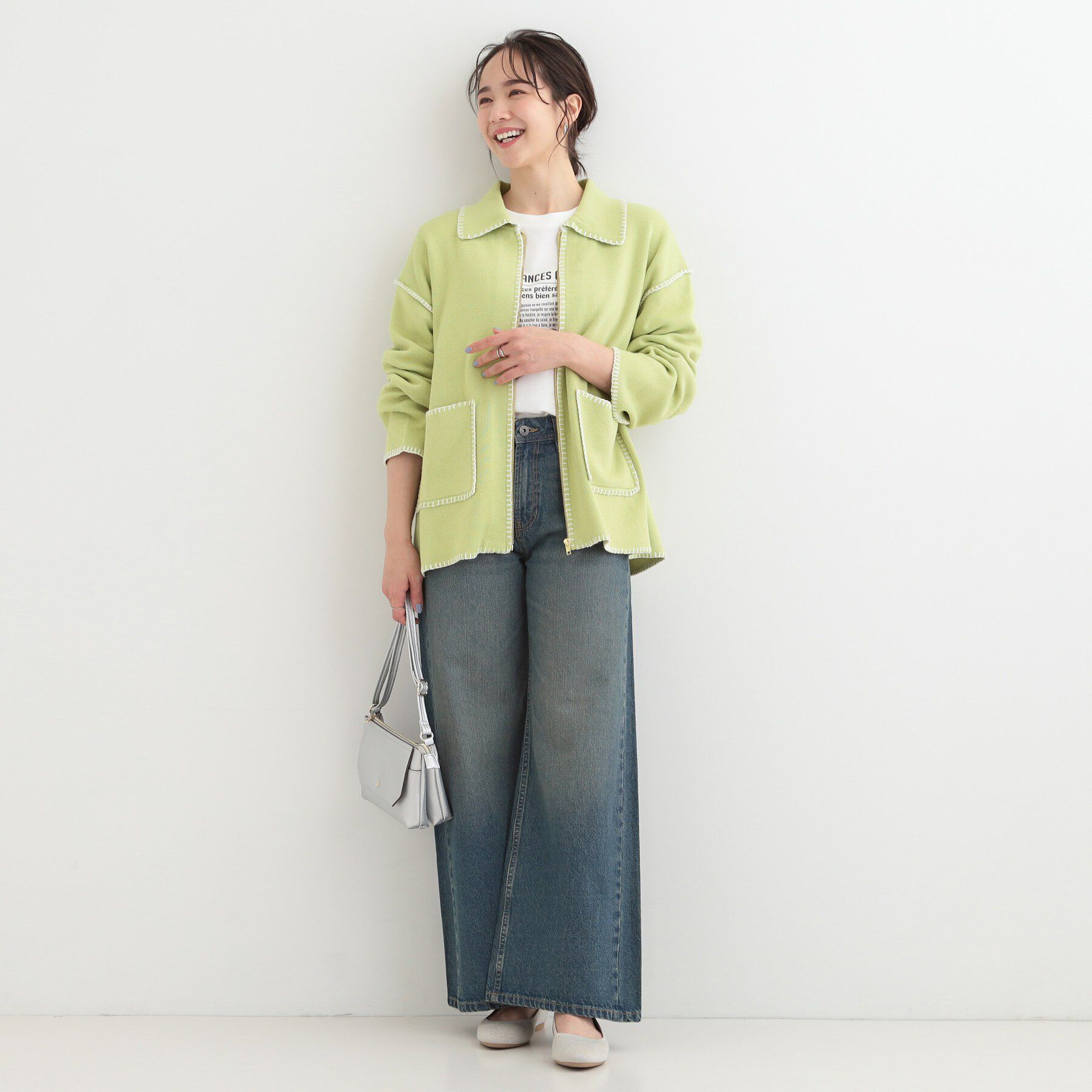 SHOO･LA･RUE「ステッチ襟付きが魅力な ジップニットカーディガン」|カーディガン|