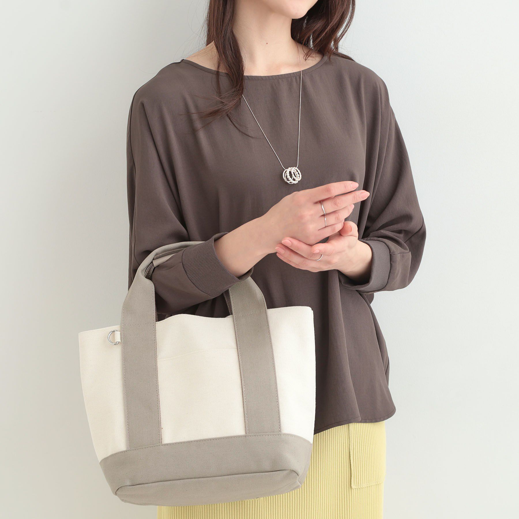 SHOO･LA･RUE「配色キャンバストートバッグ」|トートバッグ|グレー(512)