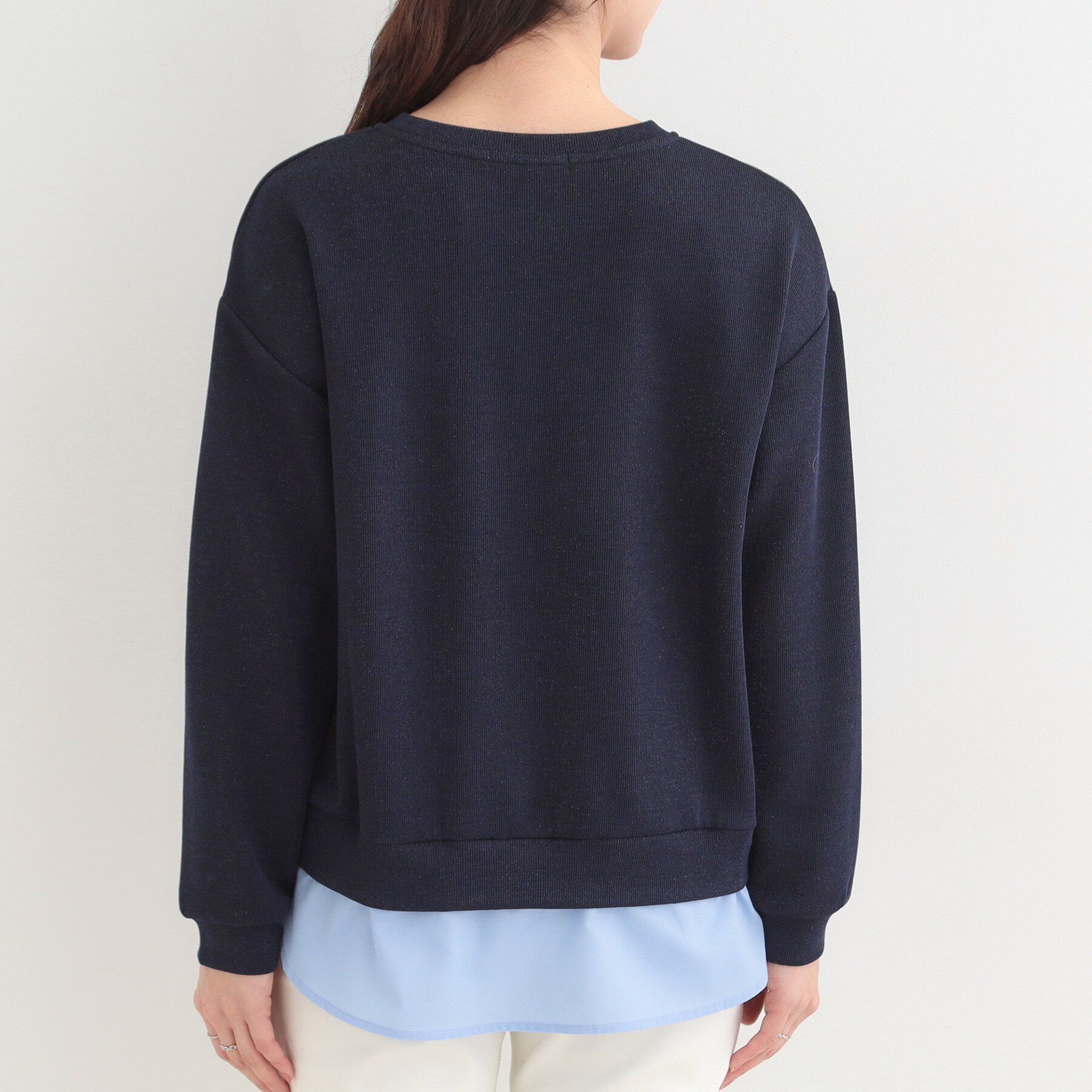 SHOO･LA･RUE「【洗濯機可】1枚でサマ見え ラメニットソー レイヤード風トップス」|Tシャツ・カットソー|