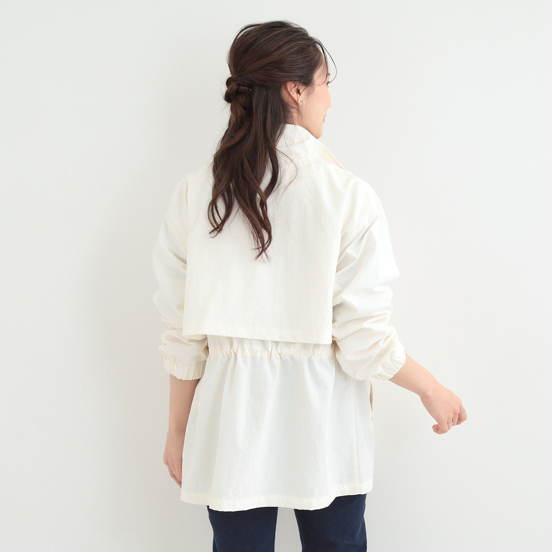 SHOO･LA･RUE「【防花粉/S-LL】ウエストマークですっきり見え　軽やかスタンドブルゾン」|ブルゾン・スタジャン|