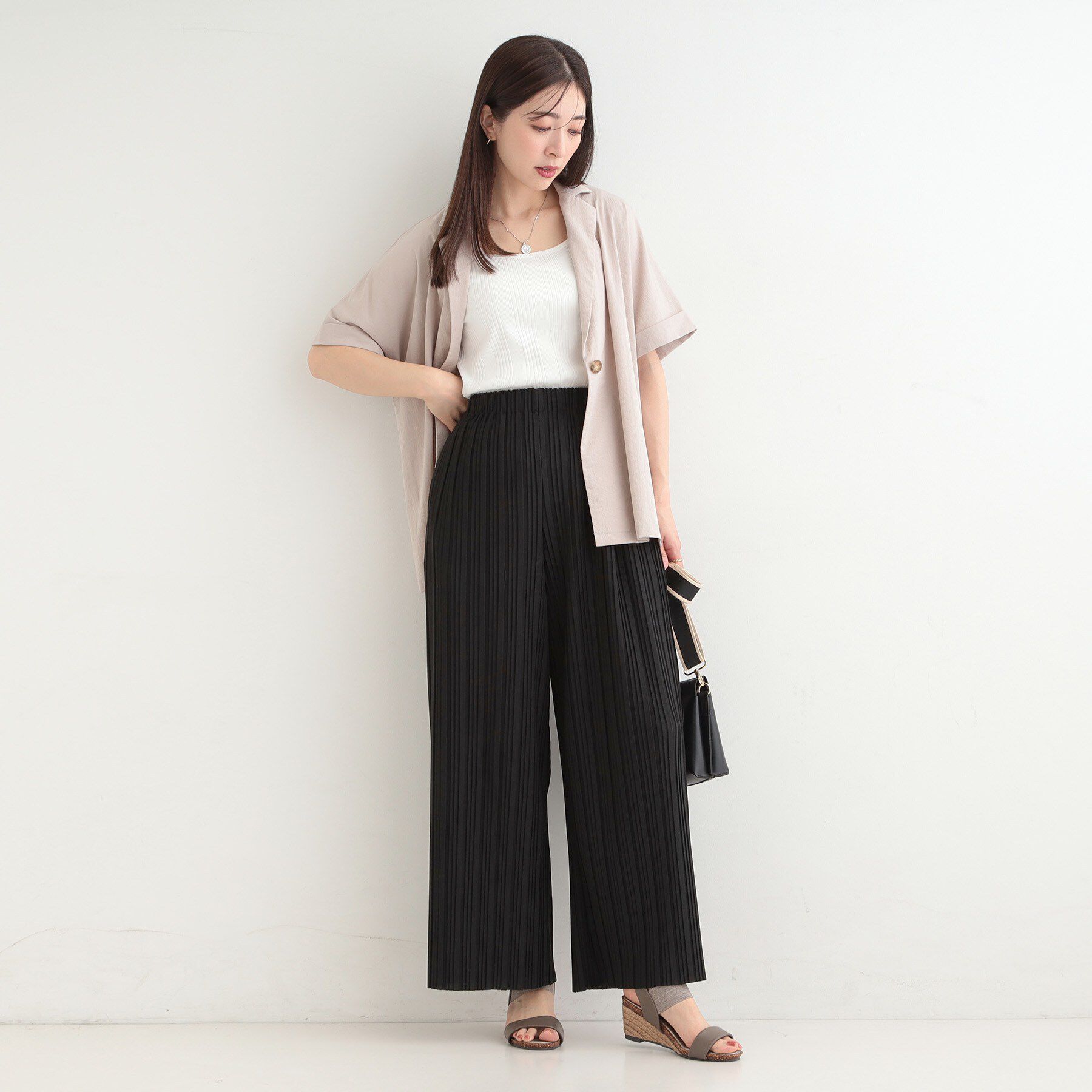 SHOO･LA･RUE「【S-LL/柄が選べる】ウエストゴムでらくちん 大人プリーツイージーパンツ」|その他|