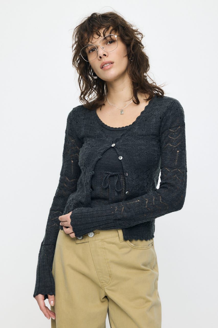 MOUSSY「MIXED EYELET ENSEMBLE トップス」|ニット・セーター|